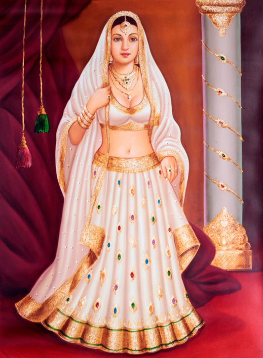 Beautiful Indian Bride Original Oil Painting Wall Canvas