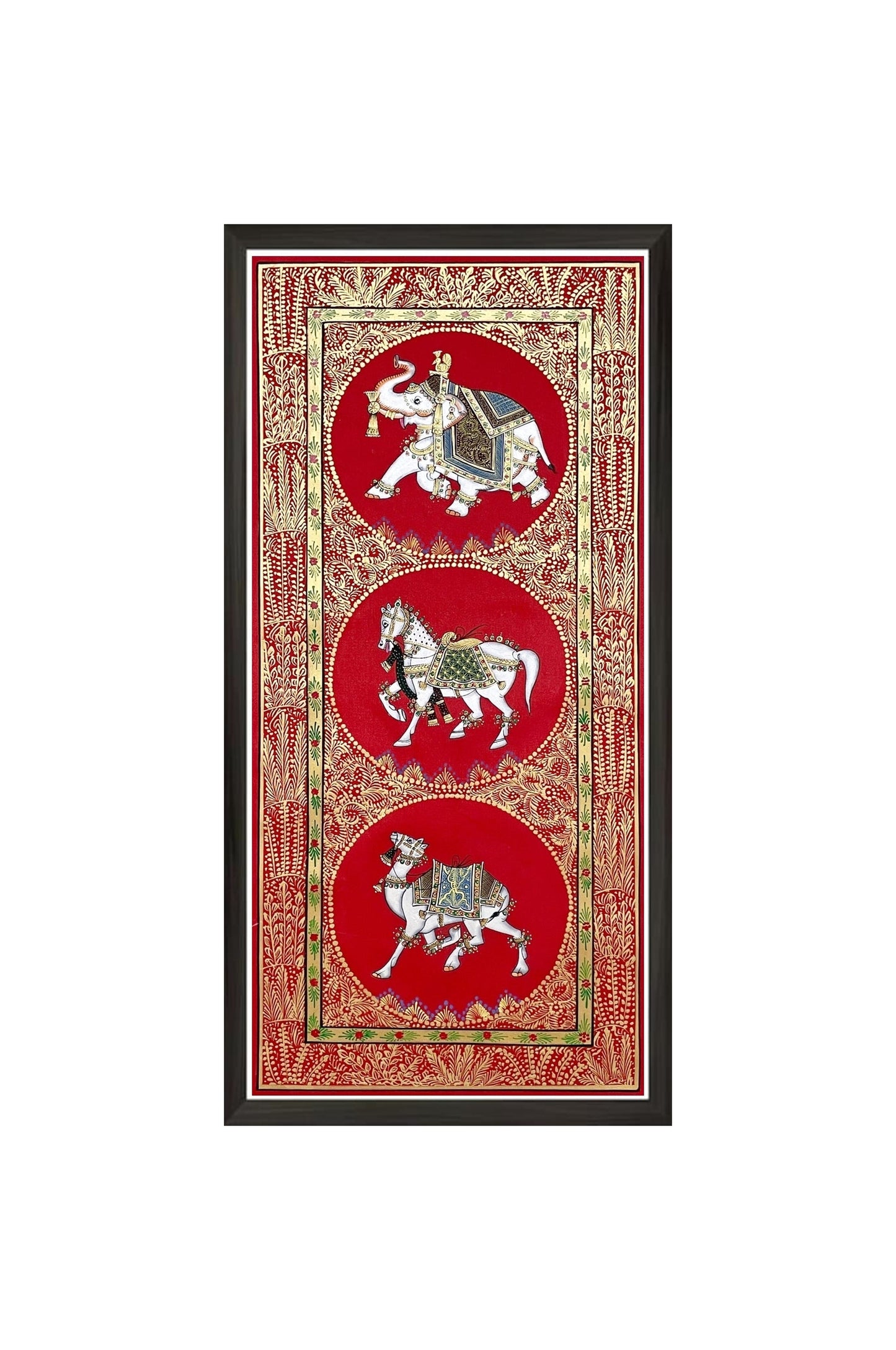 Original Wall Art Trio Painting of Elephant, Horse & Camel Handmade