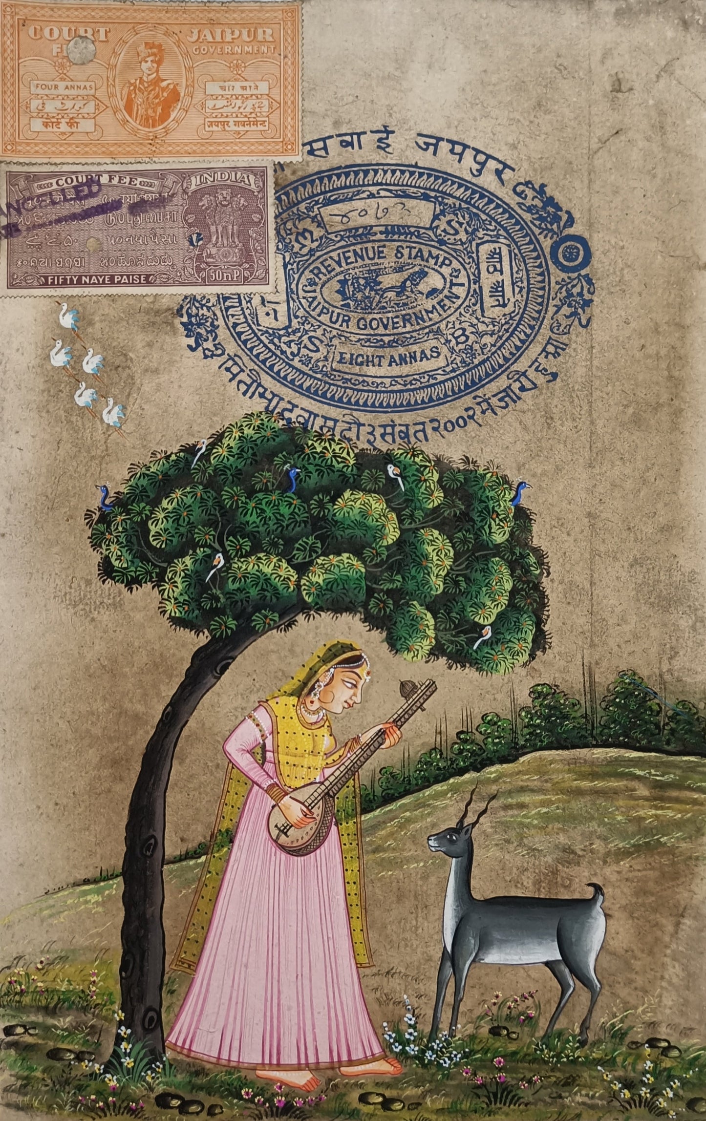 Royal Women in the Mughal Empire Vintage Original Painting