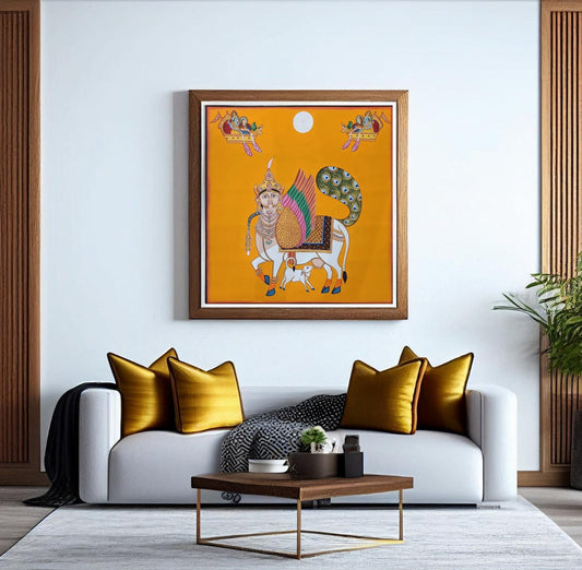 Kamdhenu Wall Art Pichwai Handicraft Painting Wall Hanging