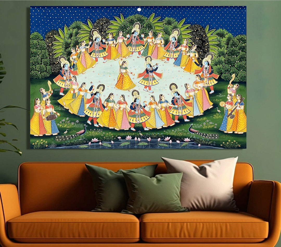Radha Krishna Group Dance With Gopiya 48"x36" IN