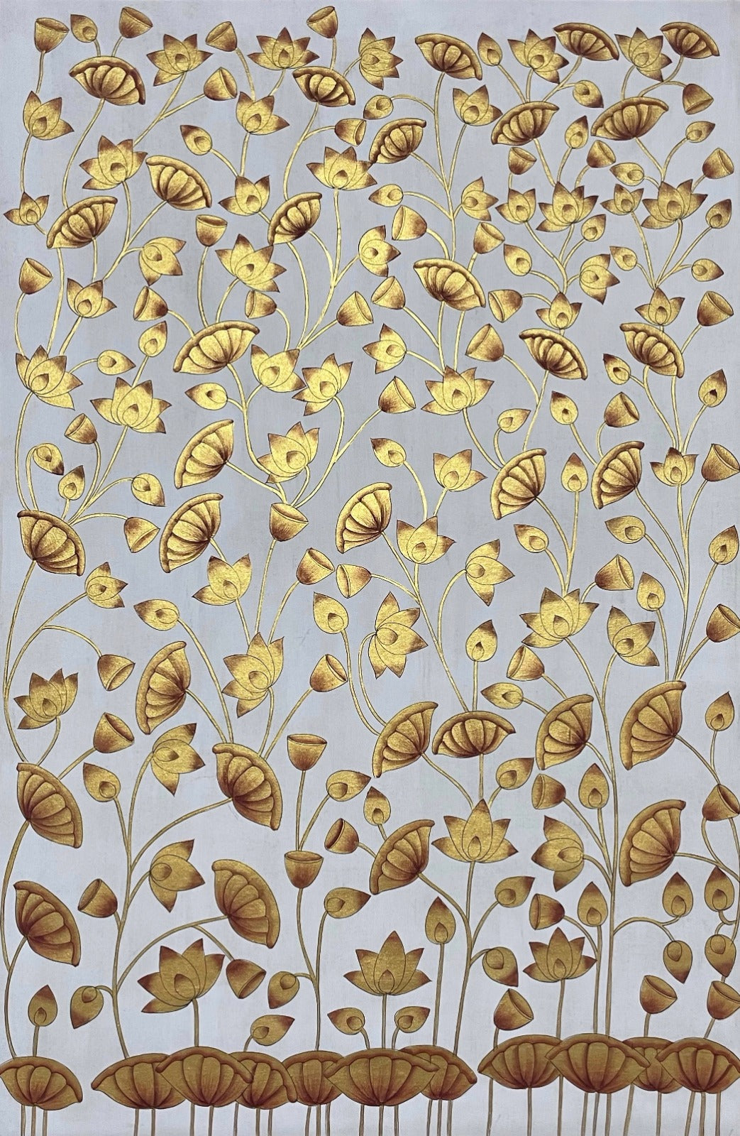 Golden Kamal Talai Pichwai artwork Handmade Painting Home Decor