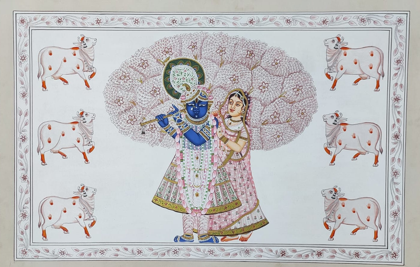 Krishna Radha Artwork Original Handmade Painting Home Decor