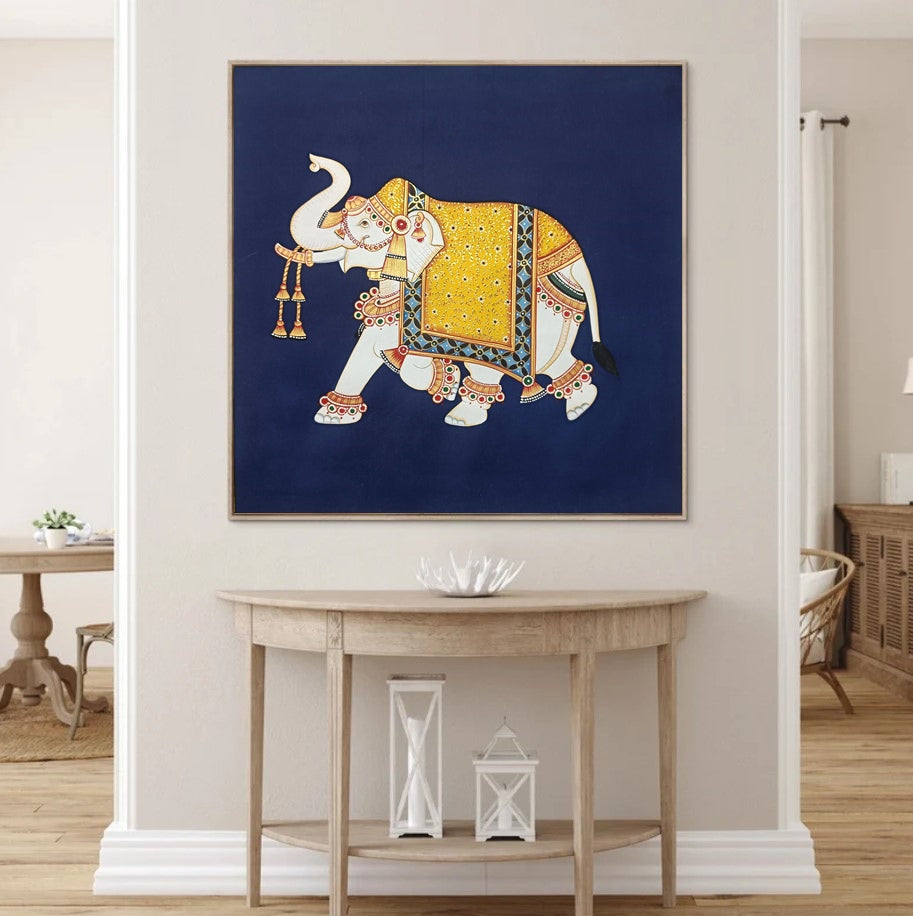 Royal Elephant Handmade Artwork Wall Painting for Wall decor