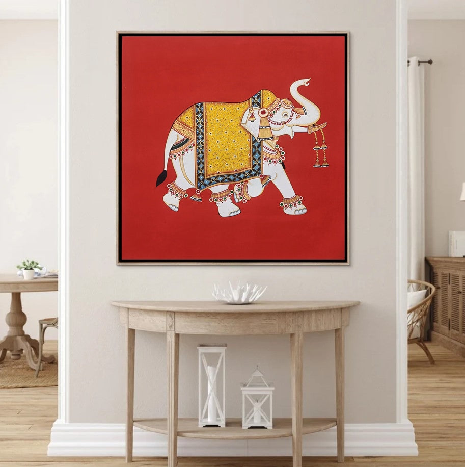 Royal Elephant Handmade Artwork Wall Painting for Wall decor
