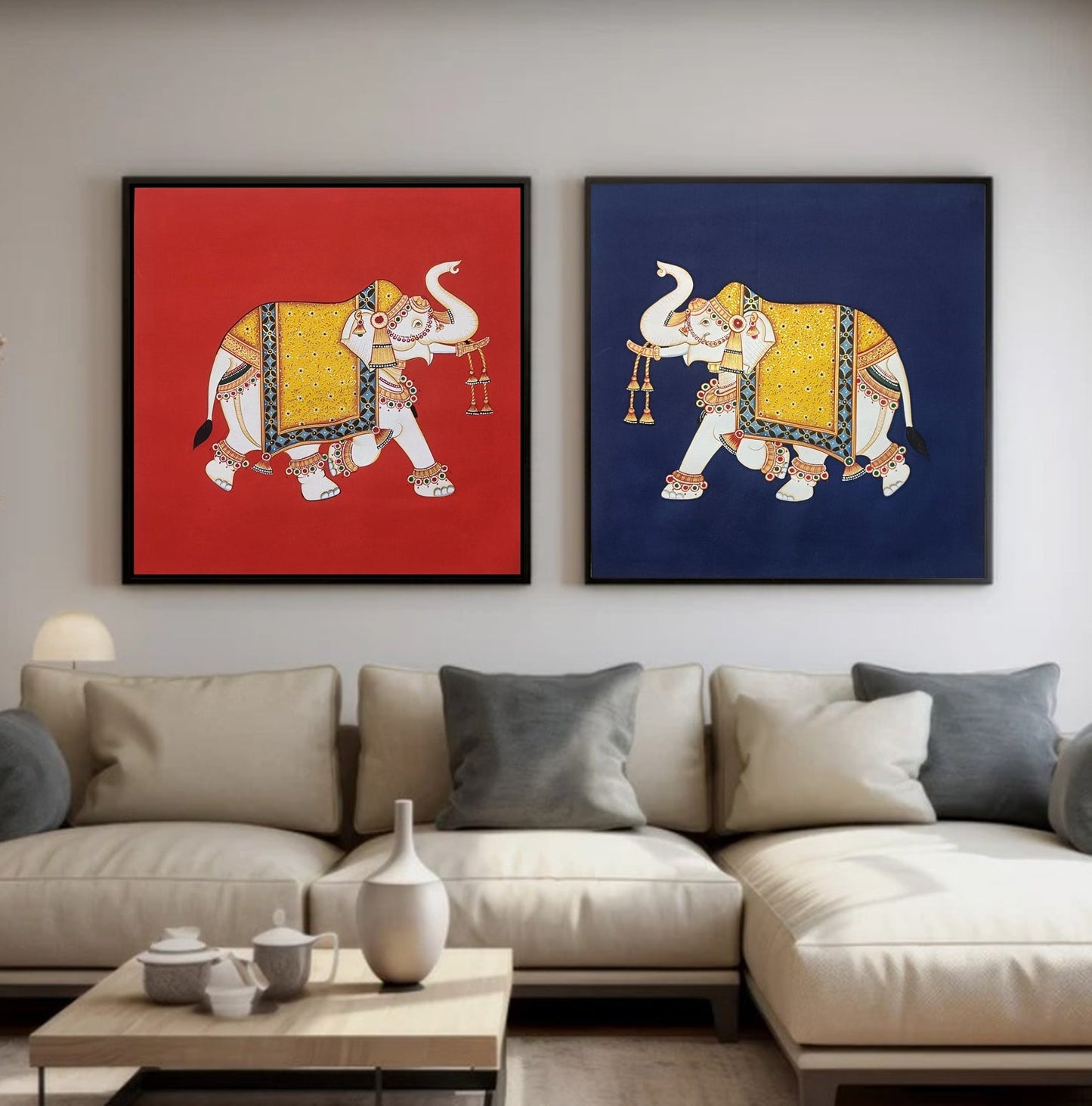 Royal Elephant Handmade Artwork Wall Painting for Wall decor